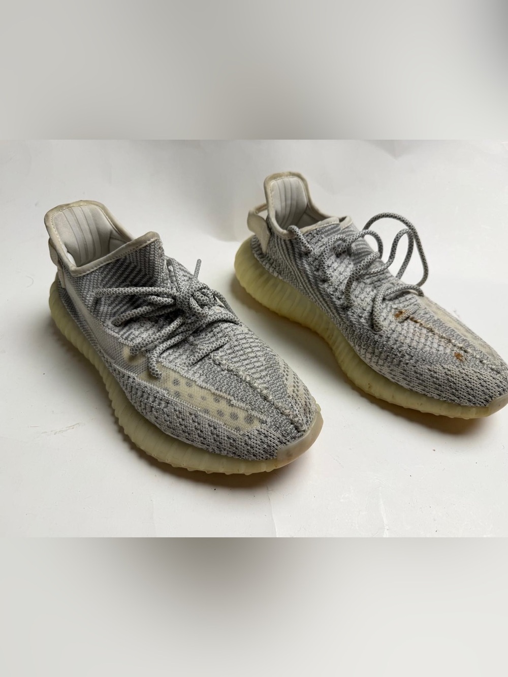 adidas Gray Knit Sneakers with Cream Sole - Youth